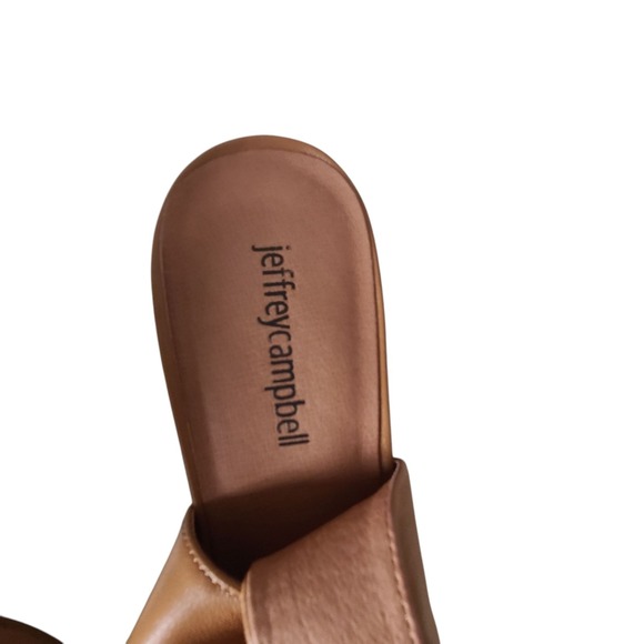 Jeffrey Campbell Extendo Platform Sling-back Block Heel Leather 11 Brown Sandals - Picture 5 of 12